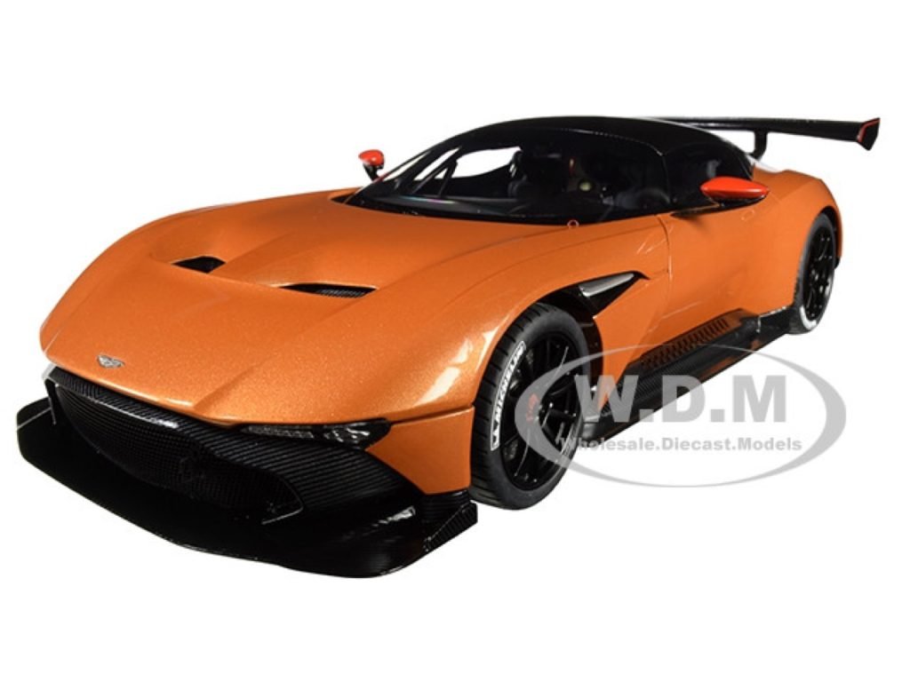Aston Martin Vulcan Madagascar Orange with Carbon Top 1/18 Model Car by Autoart — merchant catalog photograph