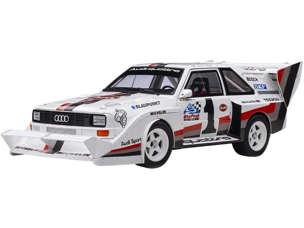 Audi Quattro S1 #1 Walter Roehrl Winner Pikes Peak (1987) 1/18 Model Car by Autoart — merchant catalog photograph