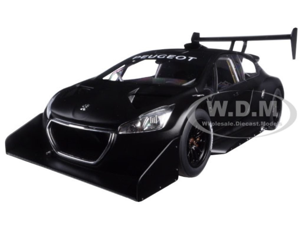 2013 Peugeot 208 T16 Pikes Peak Race Car Plain Black Version 1/18 Model Car by Autoart — merchant catalog photograph