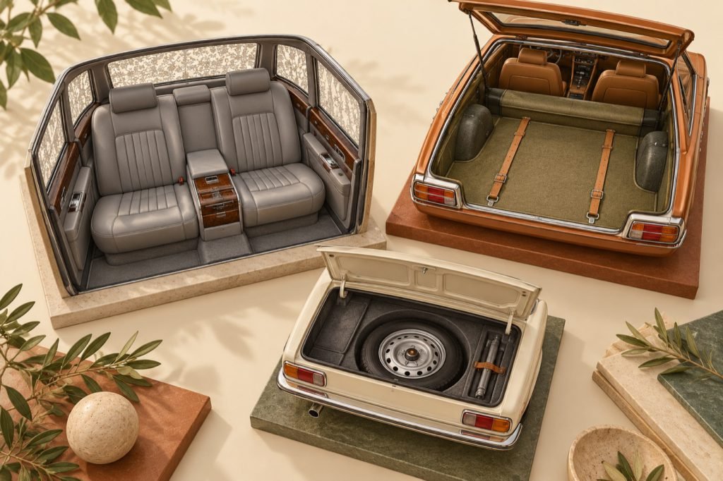 Conceptual illustration: Japanese model cars for three different interior interests