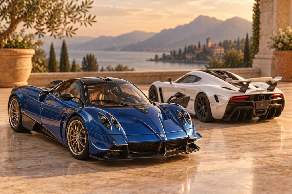 Conceptual illustration: Model cars with poseable aero: a spoiler or four separate flaps?