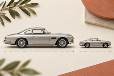 Conceptual illustration: 1:43 versus 1:18 model cars: calculate the size difference correctly