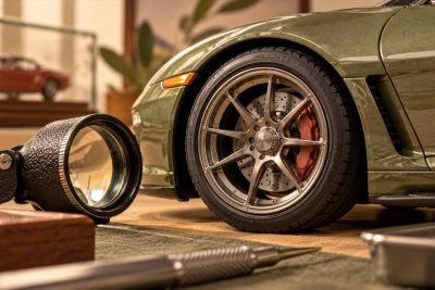 Conceptual illustration: Tire lettering and wheel detail: inspect them as separate features