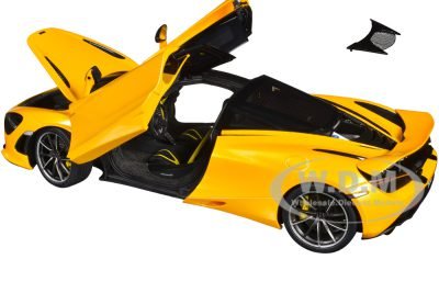 McLaren 720S Volcano Yellow with Black Top and Carbon Accents 1/18 Model Car by Autoart