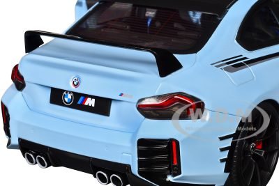 2024 BMW M2 Performance Parts Zandvoort Blue with Carbon Top and Black Stripes 1/18 Diecast Model Car by Solido