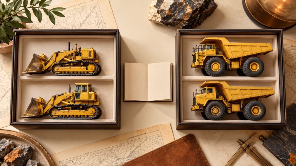Conceptual illustration: Evolution 85559 vs 85562: track-loader history or haul-truck history