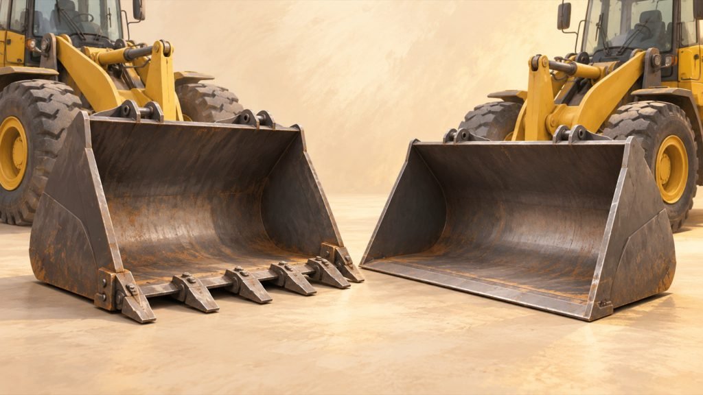 Conceptual illustration: CAT 980 vs 982 XE: toothed or straight bucket edge