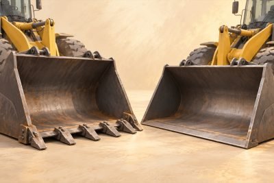 Conceptual illustration: CAT 980 vs 982 XE: toothed or straight bucket edge