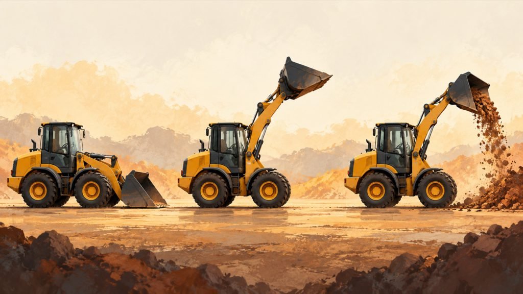 Conceptual illustration: Carry angle, lift and tip: read loader-model movement correctly