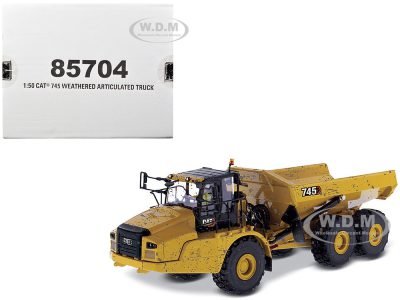 Diecast Masters 85704 weathered CAT 745 review: a supplied scene with a fixed driver