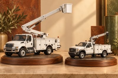 Conceptual illustration: Aerial bucket truck or service-crane model: which scene are you building?