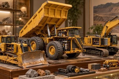 Conceptual illustration: Construction models for an engine-detail display: three ways to reveal the machinery