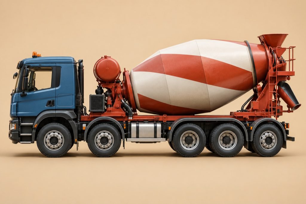 Conceptual illustration: Pusher and tag axles on mixer models: read the configuration from the side