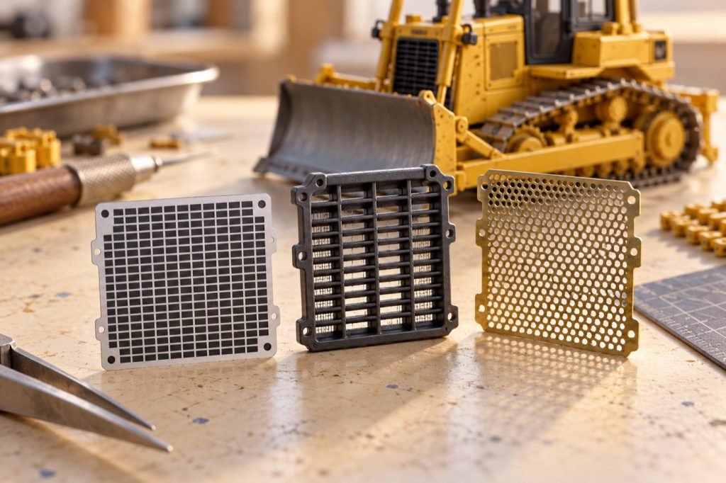 Conceptual illustration: Printed, molded or perforated grilles: what close-up model photographs reveal