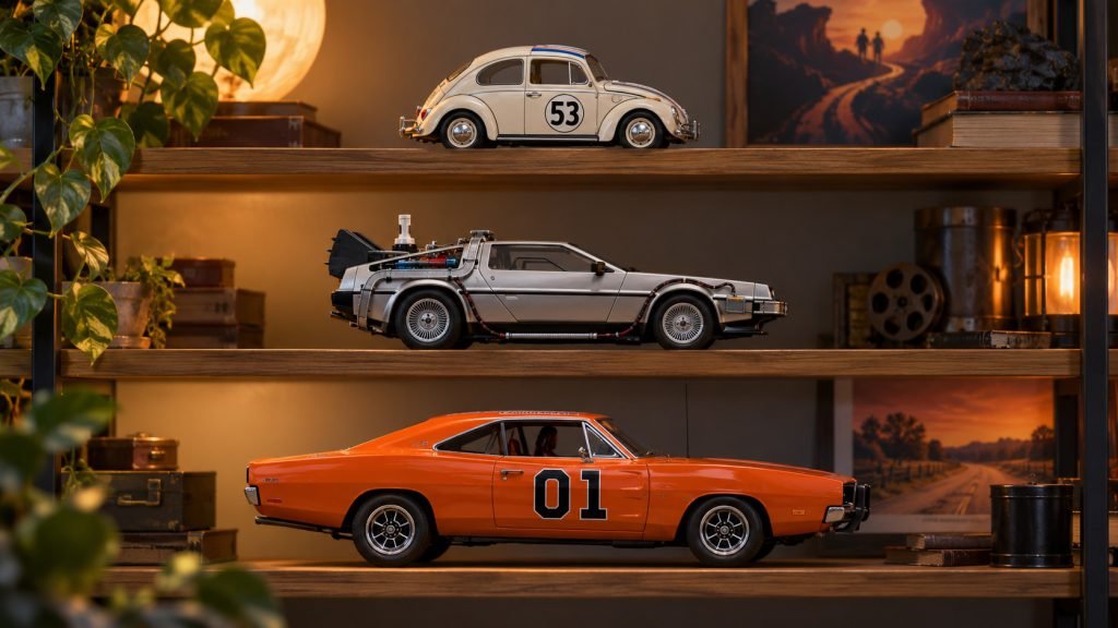 Editorial illustration: Building a mixed-scale movie-car shelf