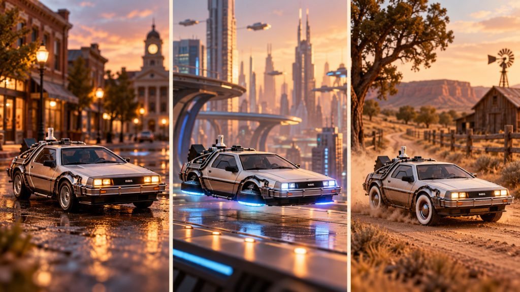 Editorial illustration: Best Jada DeLorean models for three film-specific displays