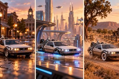 Editorial illustration: Best Jada DeLorean models for three film-specific displays