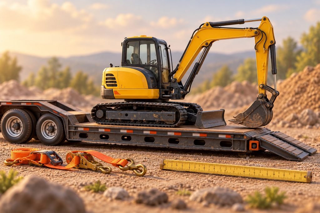 Editorial illustration: How to match a model excavator to a lowboy trailer