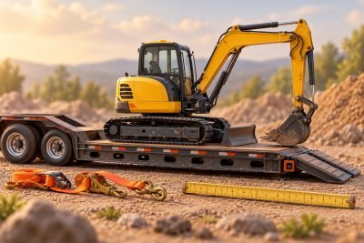 Editorial illustration: How to match a model excavator to a lowboy trailer