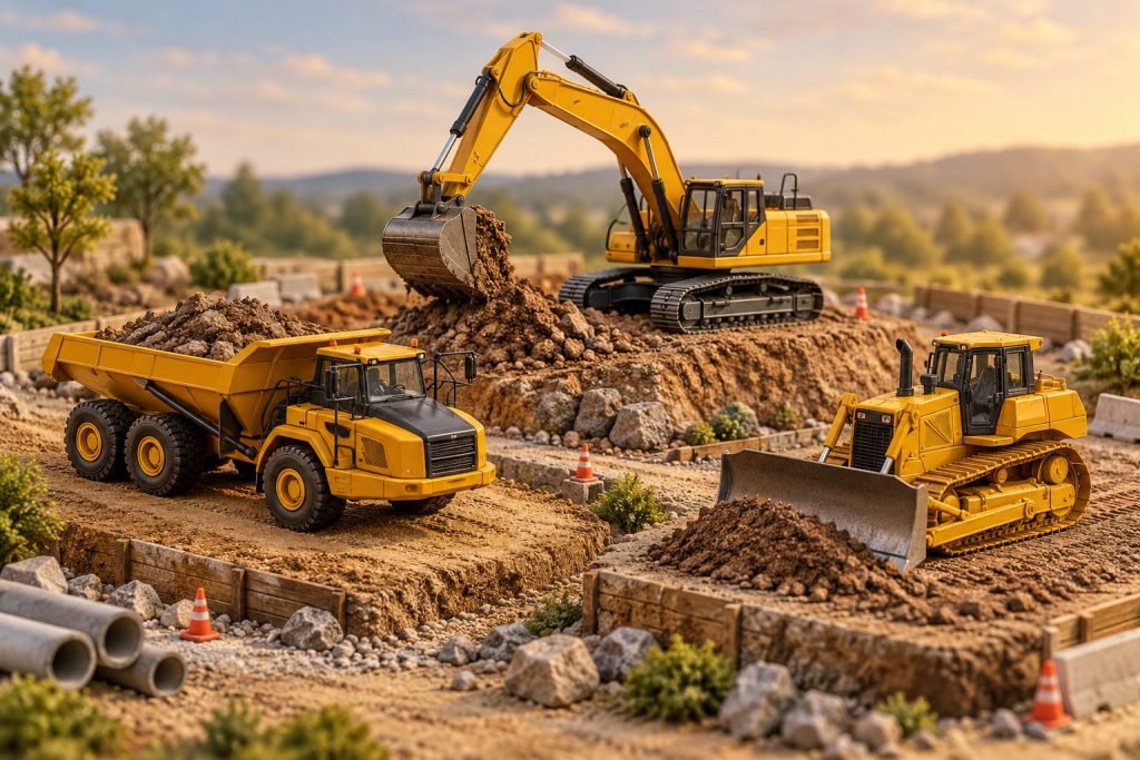 Editorial illustration: Best 1:50 construction models for a varied starter site display
