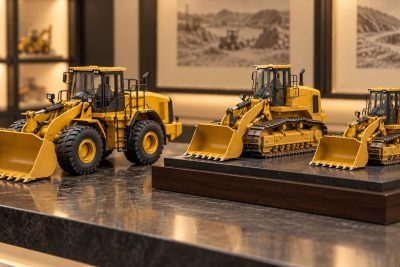 Conceptual illustration: CAT 950 85770 vs Track Loader Evolution 85559: work scene or paired exhibit